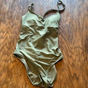 aerie Olive One-Piece Swimsuit with Thin Straps
